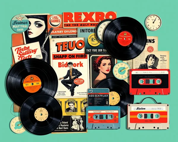 Retro 12x18 Collage PSD with Vintage Ads and Vinyl Records
