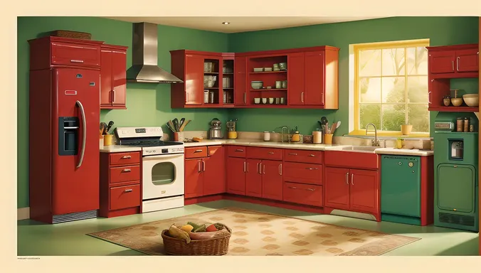 Retro Adult Aunty in Vintage Kitchen