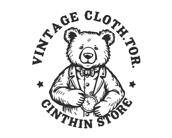 Retro Bear Logo for Vintage Clothing Store