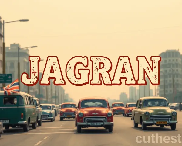 Retro City with Old-School Cars on Distressed Jagran Banner