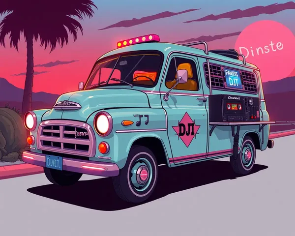 Retro DJ Truck with Neon Lights and Cassette Deck