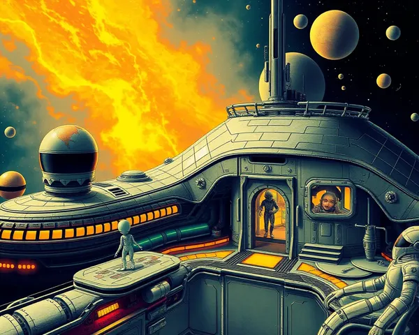 Retro-Futuristic Space Station with Karizma Background of Metallic Exterior