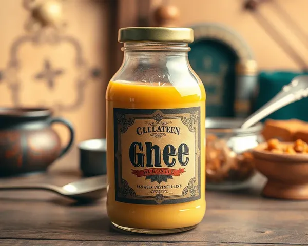 Retro Ghee Bottle with Vintage Label and Distressed Finish
