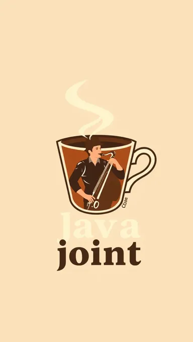 Retro Java Joint Cafe Logo with Jazz Musician