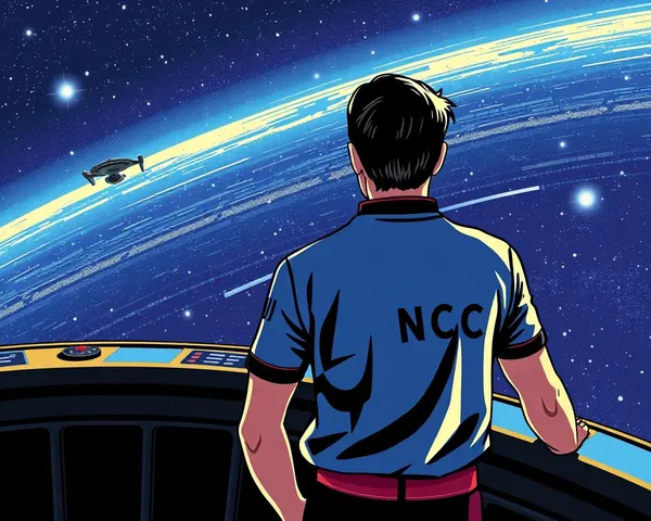 Retro Starship Captain in NCC T-Shirt Poster