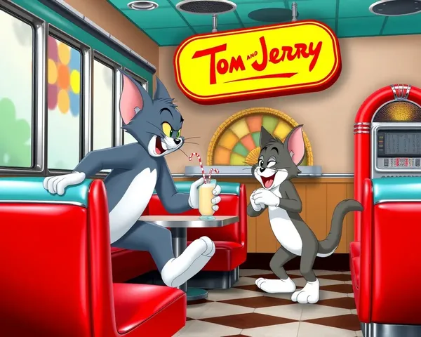 Retro-Style 3D Wallpaper Depicts Tom and Jerry in 1950s Diner
