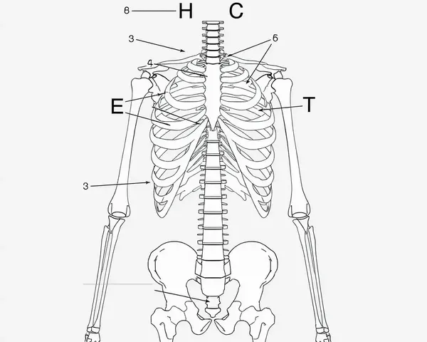 Ribcage and Thoracic Spine Skeleton Diagram