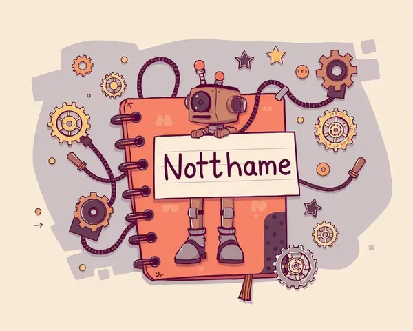 Robot-Shaped Name Sticker on Steampunk-Inspired Notebook