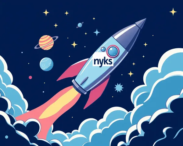 Rocket Ship Blasting Off with NYKS Logo in Space
