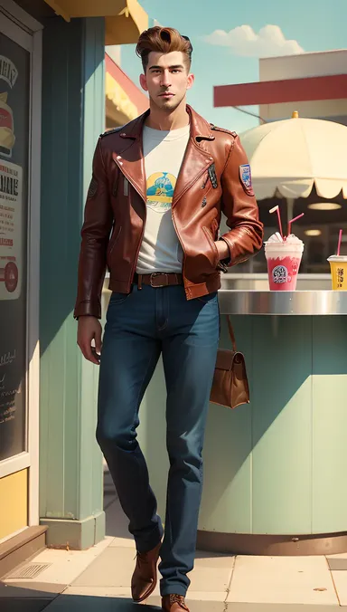 Rodney Hilton Jr. in Classic Diner Outfit with Milkshake