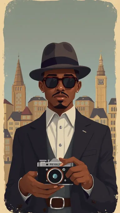 Rodney Hilton Jr. in Vintage 1920s Cityscape Illustration