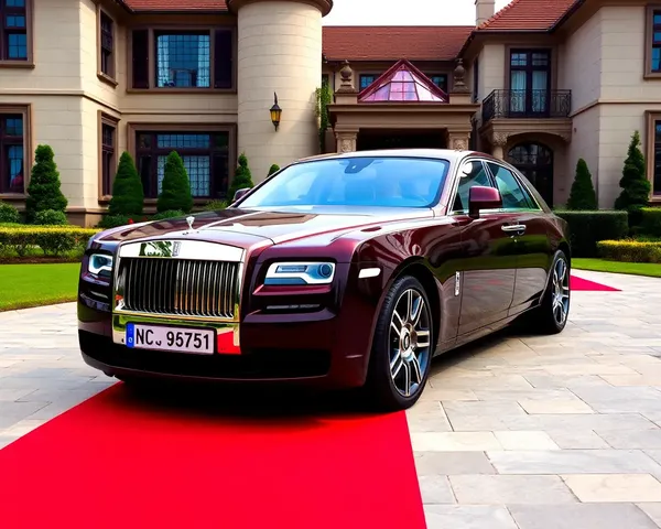 Rolls-Royce Car Parked at Luxurious Mansion Entrance