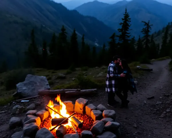 Romantic Bonfire Moment on Secluded Mountain Trail
