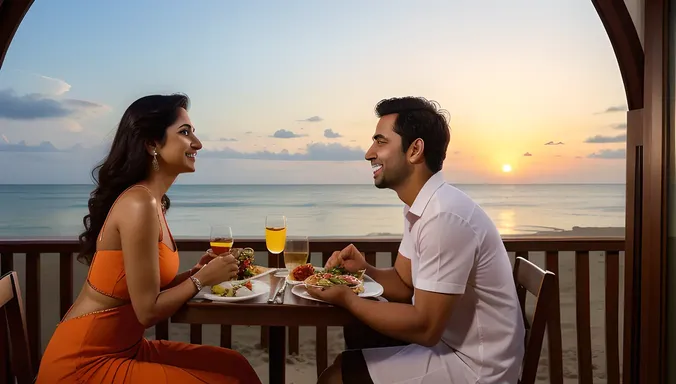 Romantic Dinner with Cute Bhabhi at Beachside Restaurant