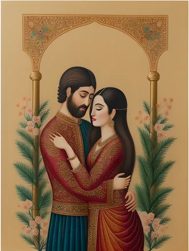 Romantic Ghazal Poem in Persian Miniature Painting