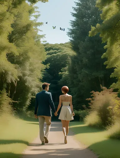Romantic Nude Anime Figure in Idyllic Forest