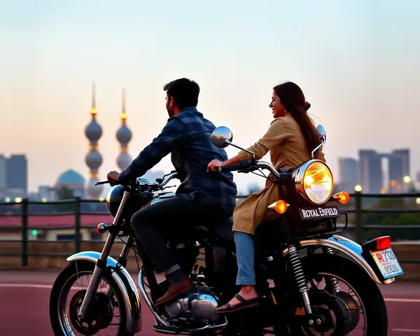 Romantic Royal Enfield Motorcycle Ride at Sunset