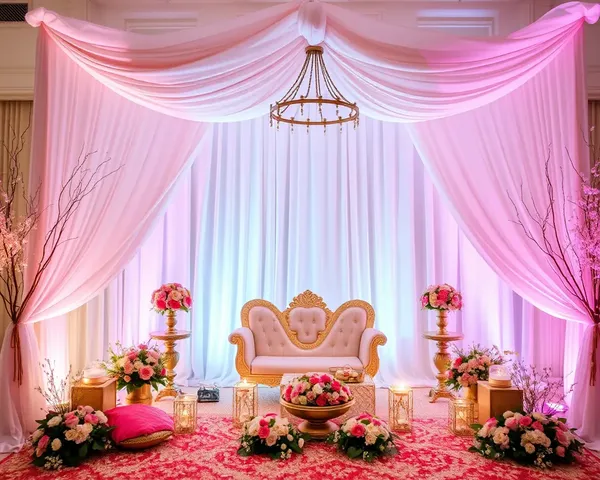 Romantic Shradhanjali Setup with Soft Fabrics and Delicate Flowers