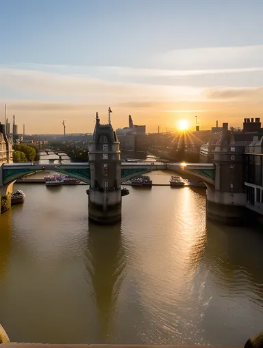 Romantic Sunset View of London Bridge and the River