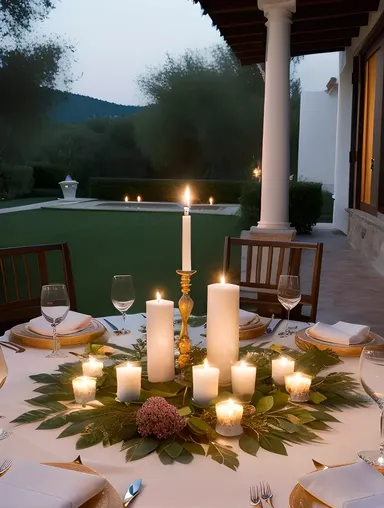 Romantic Villa Photo with Candlelit Dinner Setup