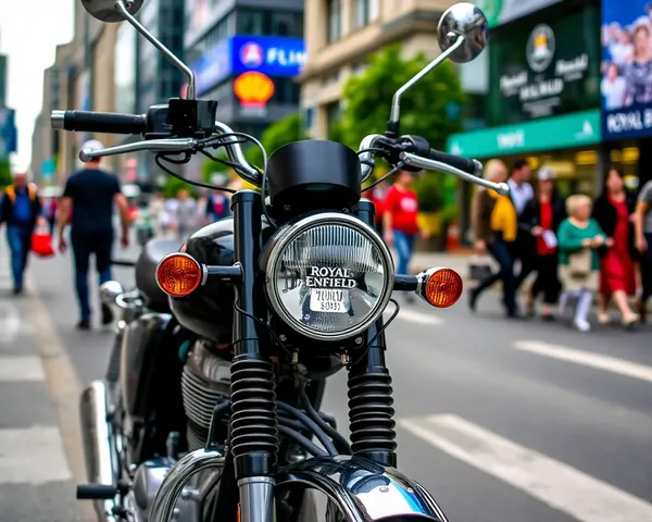 Royal Enfield Bike Parked on Busy Metropolitan Street