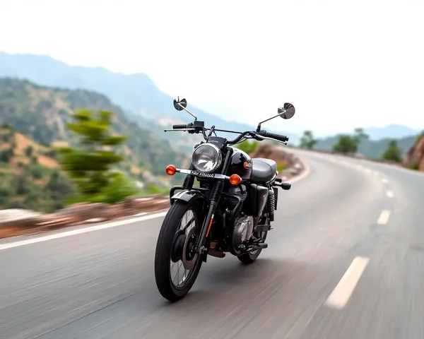 Royal Enfield Motorcycle Speeds Down Winding Mountain Road