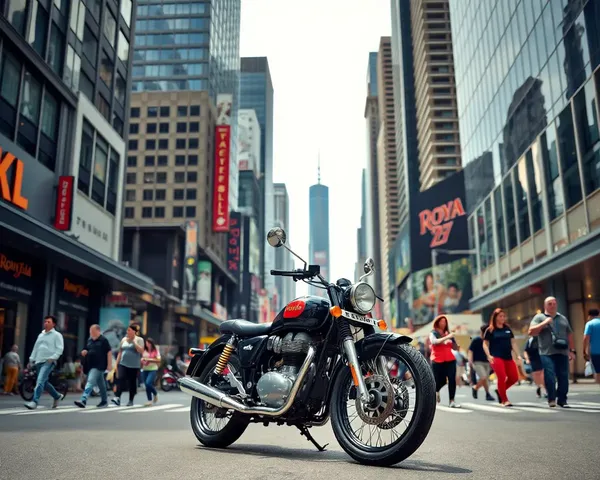 Royal Enfield Motorcycle in Bustling City Street Scene
