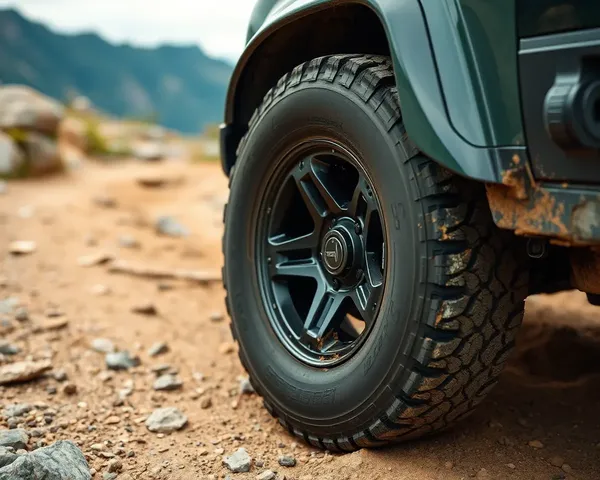 Rugged Land Rover Defender Tire on Rocky Mountain Trail