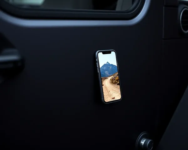 Rugged Mountain Trail iPhone Wallpaper on Jeep Wrangler Door Trim