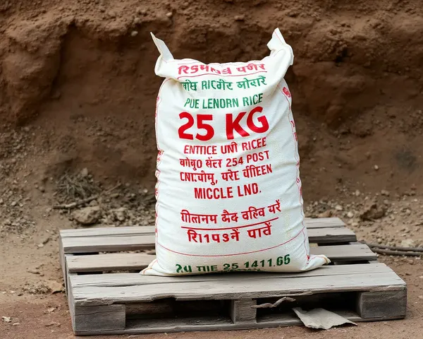 Rustic 25 kg Rice Bag on Wooden Pallet PNG