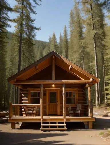 Rustic Cabin with Plywood Exterior and Natural Surroundings
