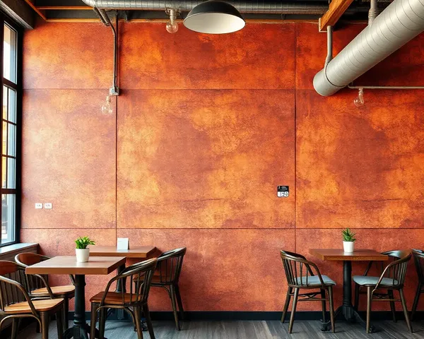 Rustic Coffee Shop with Corten Steel Texture Walls