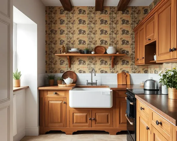 Rustic Country Kitchen with Traditional Burberry Pattern