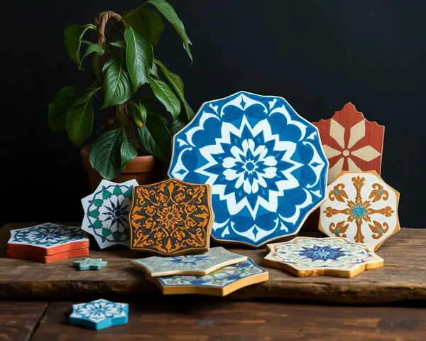 Rustic Table Display of Mangalore Tiles in Various Shapes