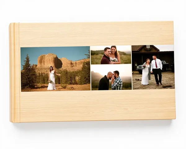 Rustic Wood Wedding Album with Hand-Stamped Design