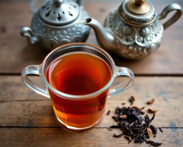 Rustic Wooden Table with Sambrani Tea and Vintage Teapot