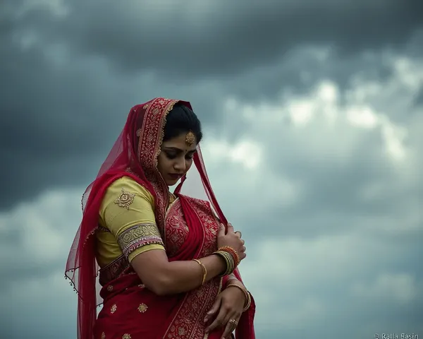 Sad Punjabi Couple's Embrace Amidst Stormy Sky