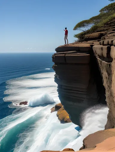 Sadashiva Overlooks Vast Ocean Waves Crash
