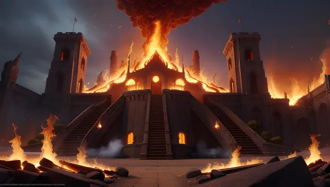 Saitan's Throne Room: Grand, Twisted Throne and Burning Flames