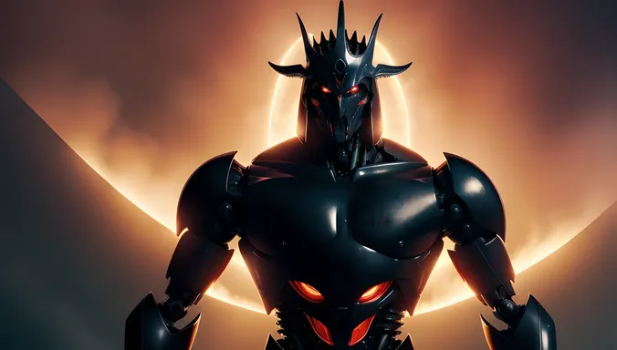 Saitan's Ultimate Form: Towering Figure with Glowing Red Eyes