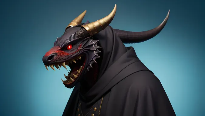 Saitan Design: Sharp Horns, Glowing Eyes, and Dark Energy Cloak