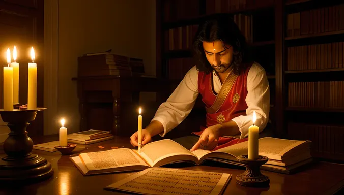 Santoor Player in Contemplative Study with Candles