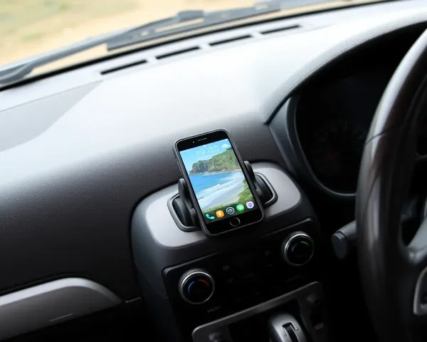 Scenic Coastal Road iPhone Wallpaper on Jeep Commander Dashboard
