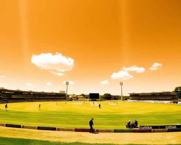 Scenic Cricket Ground with Players in Action