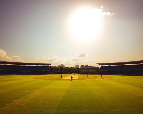 Scenic Cricket Ground with Players in Action