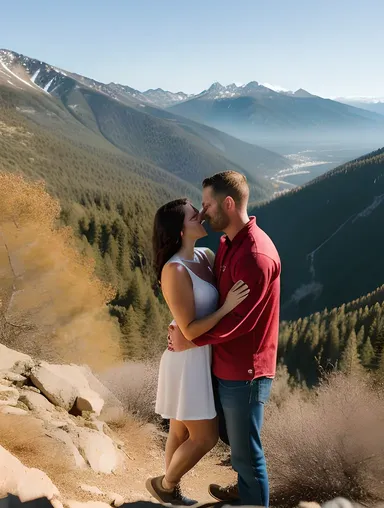 Scenic Hike Hug for Romantic Couple's Adventure