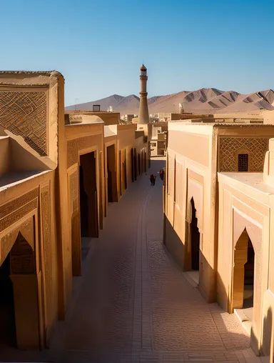 Scenic View of Ancient Bukhara with Winding Streets and Landmarks