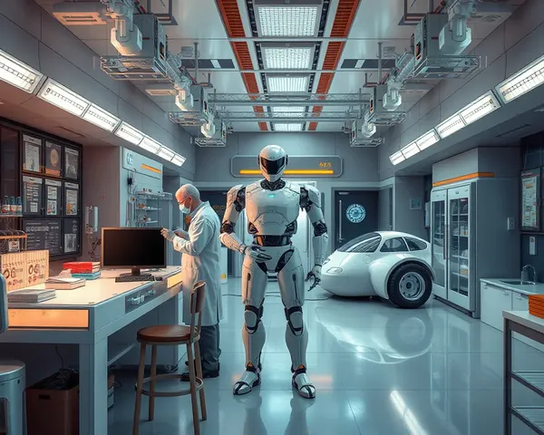 Scientists Work on Secret Robot Project in Futuristic Lab