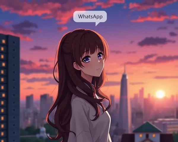 Serene Anime Girl with Brown Hair and Cityscape