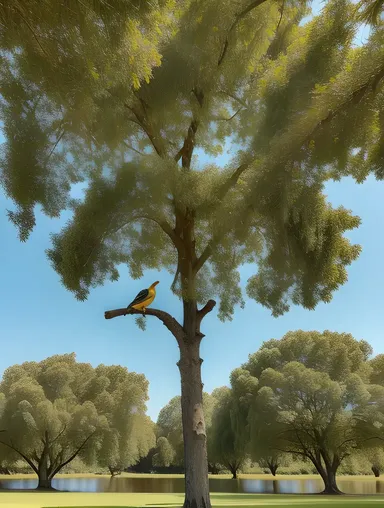 Serene Aseel Birds Roosting in Peaceful Forest.